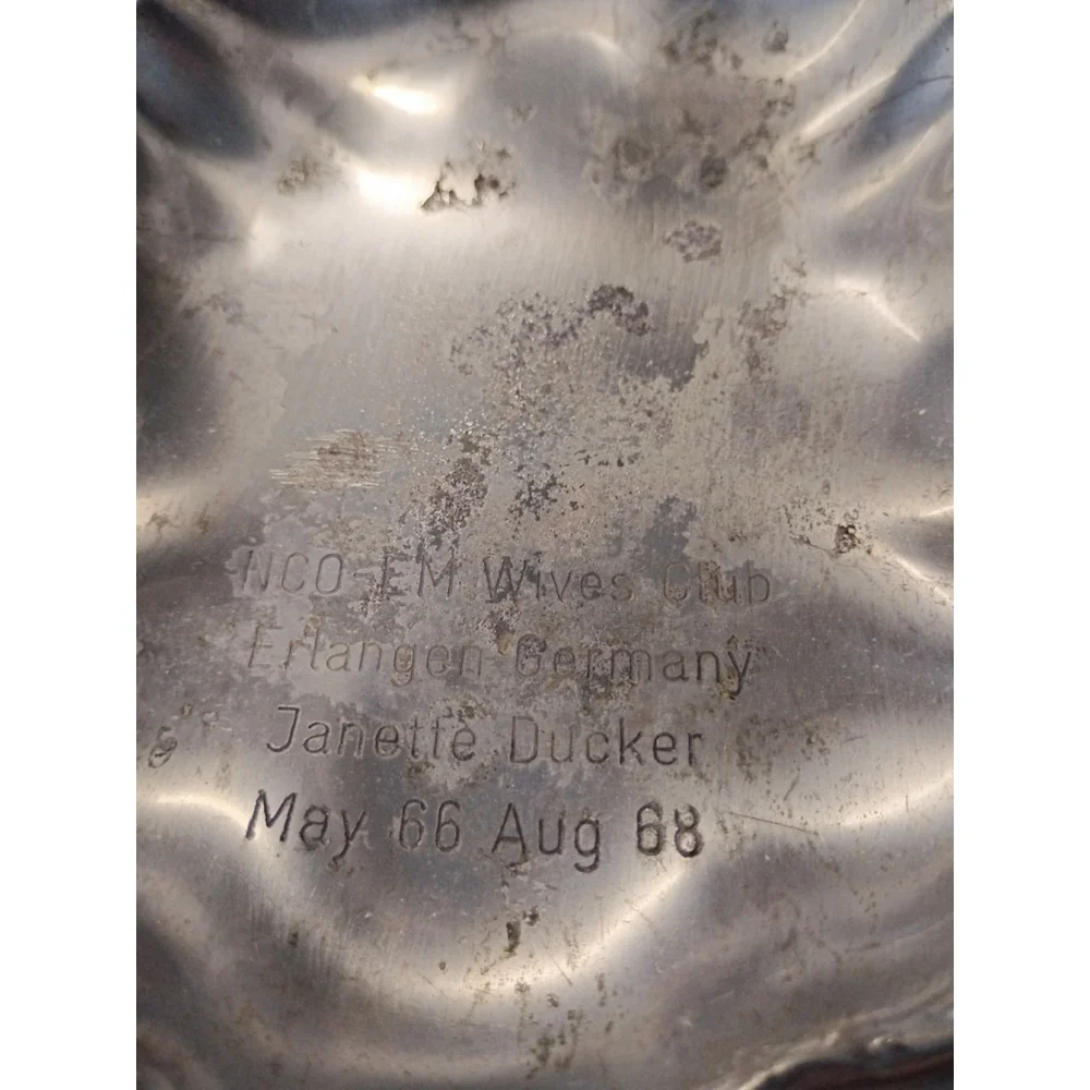 Rare! Vintage NCO-EM Wives Club silver Plate Basket Erlangen Germany 1968